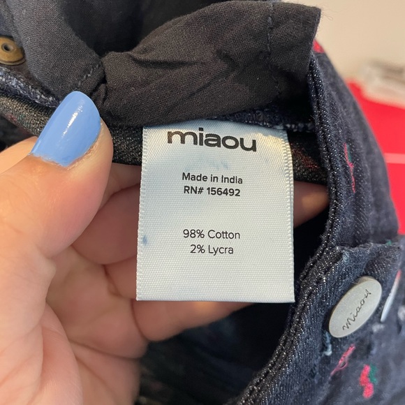 Miaou Junior Floral Embroidered Dark Blue Crop Jeans size 28 - Picture 8 of 12